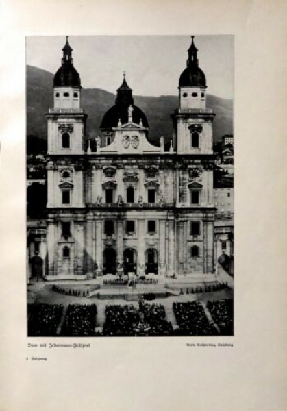 1932 - Salzburg - Dom mit Jedermann-Festspiel, alter Druck